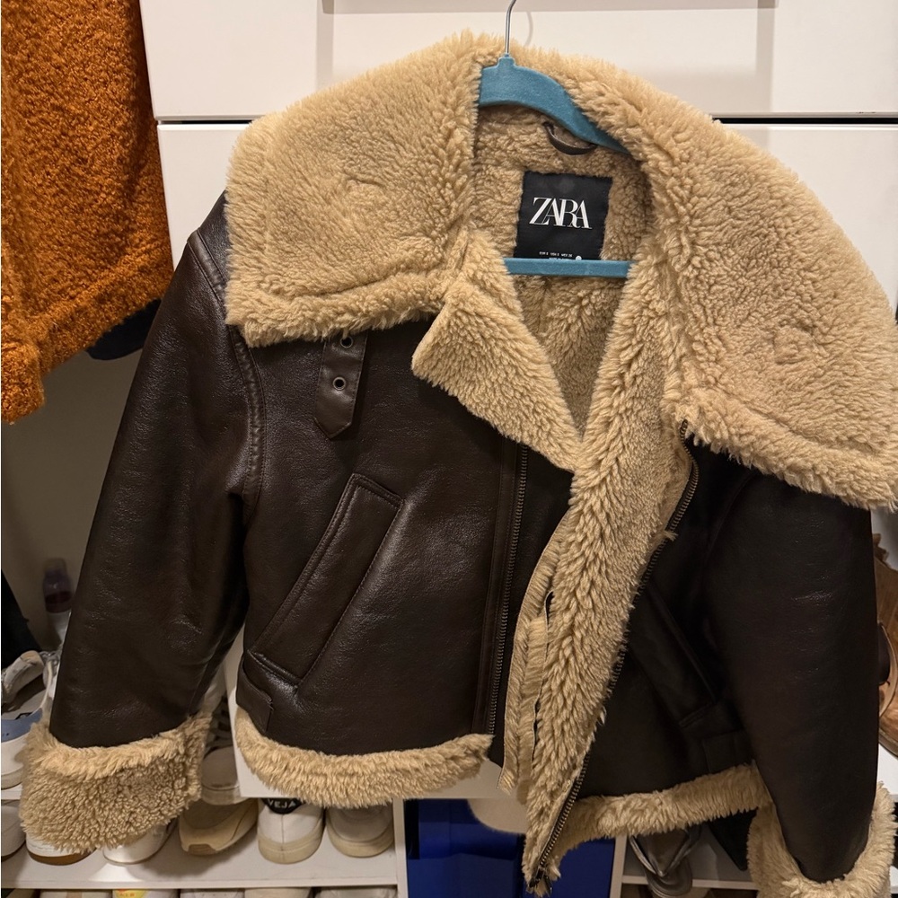 Zara Brown and Tan Sherpa Jacket